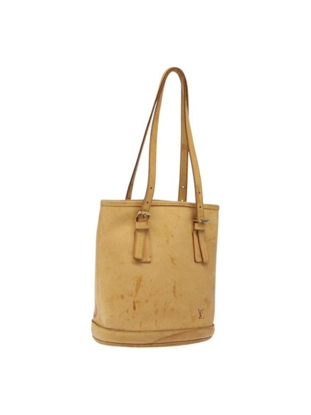 Authentic LOUIS VUITTON Nomad leather Bucket PM Shoulder Bag Beige M85001 LV